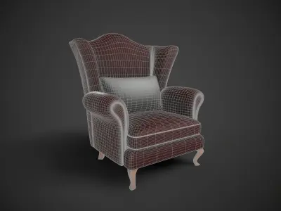 Wingback Chairs 006 Low-poly 3D model