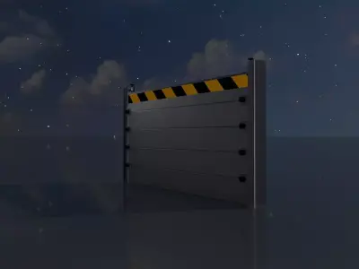 Aluminum Flood Protection Wall 1m x 2m Low-poly 3D model