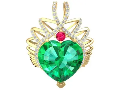 Heart Cut Gemstone Pendant  1869  3D print model