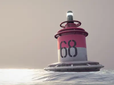 Buoy River RB-4-02 Right Drift Mark Low-poly 3D model