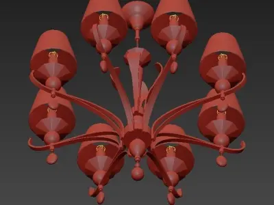 SMUSSO chrome chandelier with crystal shades 3D model