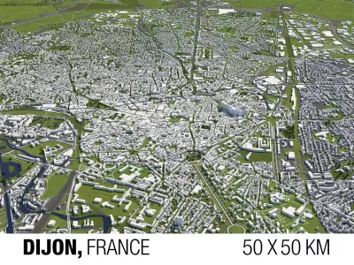 Dijon France 50x50km 3D City Map 3D model