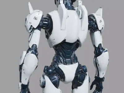 White Futuristic Android Low-poly 3D model