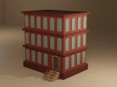 Low Poly Building Low-poly 3D model 2