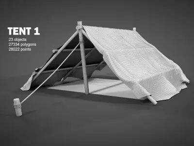 Mini Desert Tents Collection 3D model