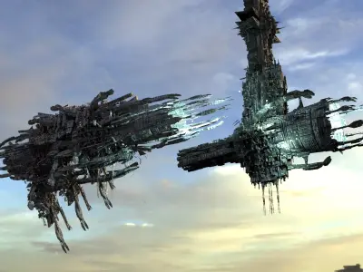 Dark mothership harvester destroyer collection   Low-poly 3D model