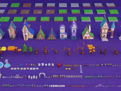 Cozy Cartoon Halloween 3D Asset Pack Low-poly 3D model