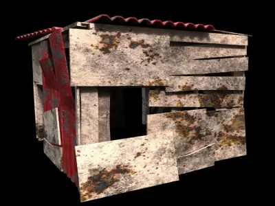 Shanty House - PBR - Textured Exterior and Interior Low-poly 3D model