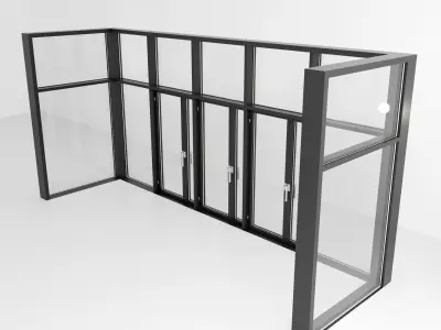 Panoramic windows Door Entrance 7 Low-poly 3D model