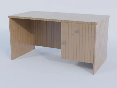 Wooden Study Table Low-poly 3D model
