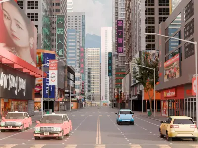 Asian City Low-poly 3D model