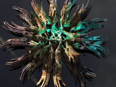 Sea Flower sci fi sculpture grid 3 Low-poly 3D model