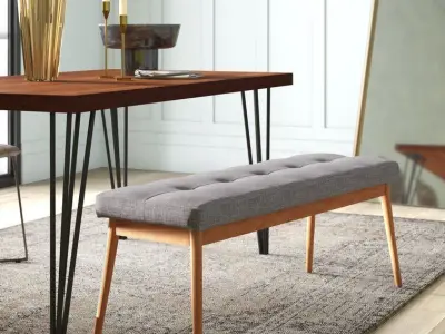 Blaisdell 100 Linen Upholstered Bench - 4 colour 3D model