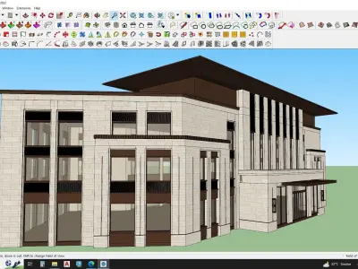 neoclassical shopping mall building 3D model