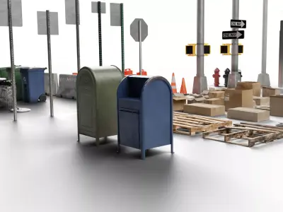 City Street Props Pack Low-poly 3D model