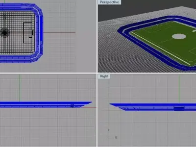 Base of a square stadium in Rhino 3D 3D print model