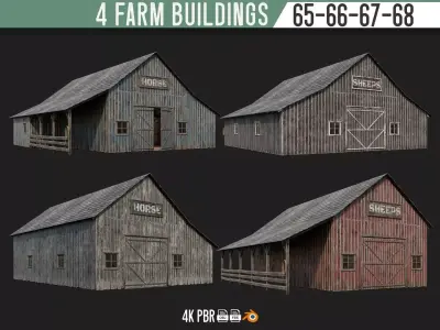 65-66-67-68 - Farm Buildings 4K PBR GameReady Low-poly 3D model