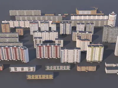 Russian buildings pack Low-poly 3D model