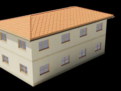Realistic residential city building Low-poly 3D model