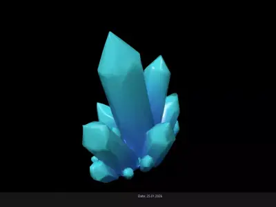 Low Poly Stylized Turquoise Magic Crystal Low-poly 3D model