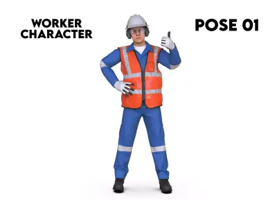 Worker Character POSE 01 Low-poly 3D model