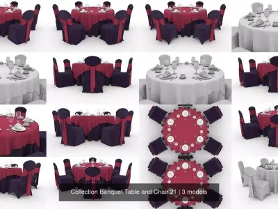 Collection Banquet Table and Chair 21 3D Model Pack