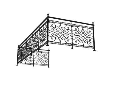 Metal Neoclassical Railing 3 Free 3D model