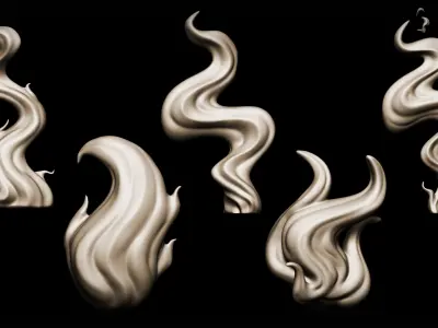 Zbrush and Blender 20 Flames Brushes 3D model