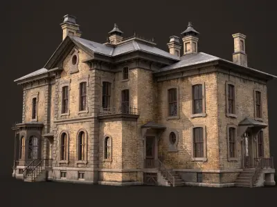 Abandoned Victorian House Low-poly 3D model