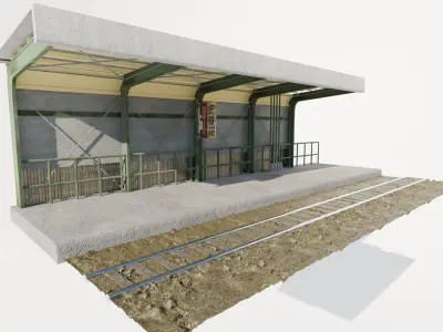 train station Low-poly 3D model