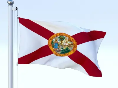 Animated Florida Flag Low-poly 3D model