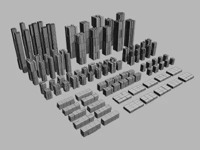 Sci-Fi Futuristic Low Poly Buildings pack - 100 Buildings Low-poly 3D model