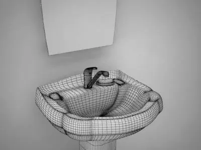 Wash-bowl with mirror 3D model