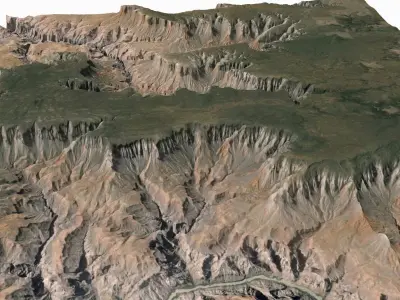Grand Canyon Terrain Landscape Low-poly 3D model