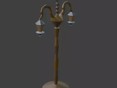 Stylized Low Poly Street Lamp  Game Ready Low-poly 3D model