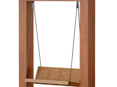 Wooden park swing made of light wood 3D model
