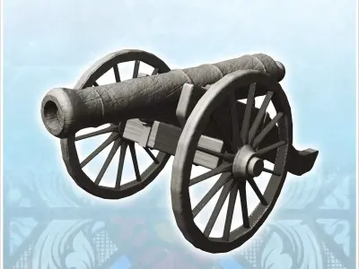 Modern wheeled artillery cannon 1 - Pirate Jungle Island Beach P 3D print model