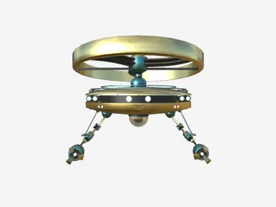 Flying Robot I02 Golden - SciFi Character Design Low-poly 3D model