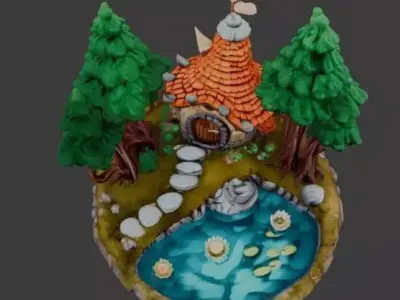 Fantasy Forest Cottage Diorama 3D print model