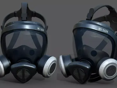 Gas mask helmet 3d model military combat protection pollution Low-poly 3D model