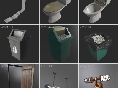 Creepy Public Bathroom Asset Pack Low-poly 3D model