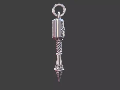 mjolnir silver warhammer skull talisman pendant 3D print model