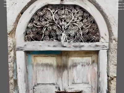 Exterior antique Indian wooden door1 3D model