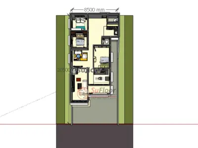 House 8x20m code 422 - Sketchup 3D model