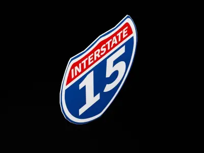 Street Sign Interstate Low-poly 3D model