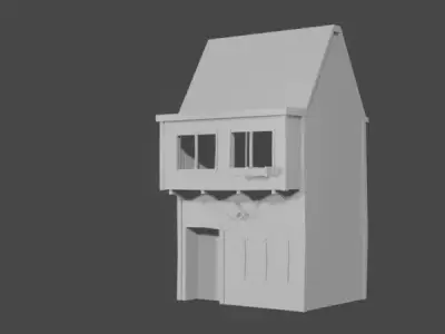 Medieval house Low-poly 3D model 45
