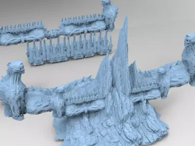 Alien organic Robot statue 3 models 3D model