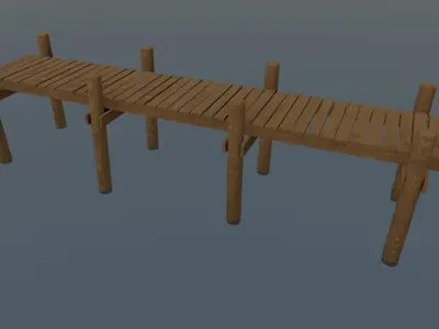 Wood Pier Low-poly 3D model