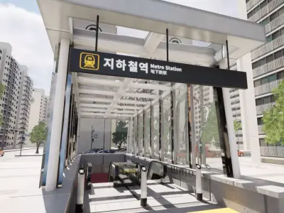 Korean Underground Metro Entrance 02 Low-poly 3D model
