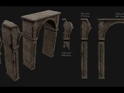 Dungeon Ruins Set Low-poly 3D model
